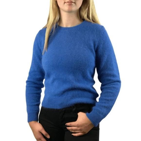 Tahari Pure Lux 100% Cashmere Blue Crew Neck Sweater (See Measurements) - Picture 1 of 5